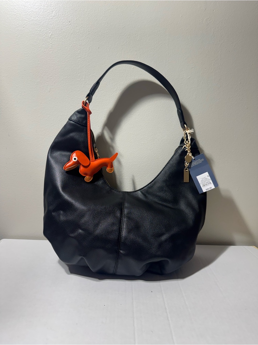Universal Threads (Target Brand) Hobo Shoulder Bag with Orange Charm - Black